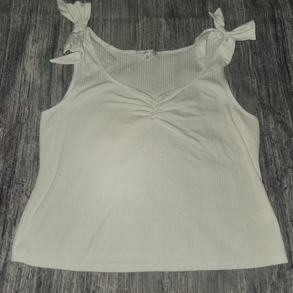 *5 for $25* Ophelia Roe Elegant White Camisole with Knot Straps Size Medium
